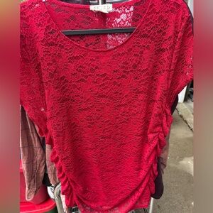 Torrid Red Lace Short Sleeve Top